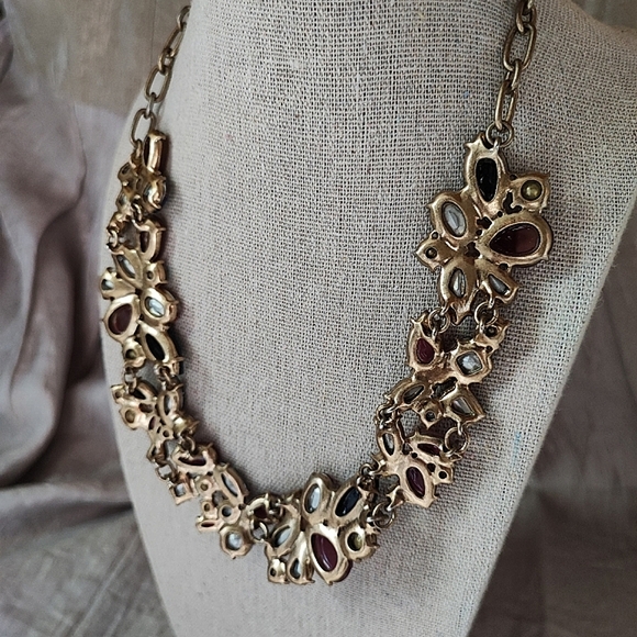 J. Crew Mega Rhinestone Collar Bone Bib Statement Necklace New With Dustbag - Picture 3 of 14